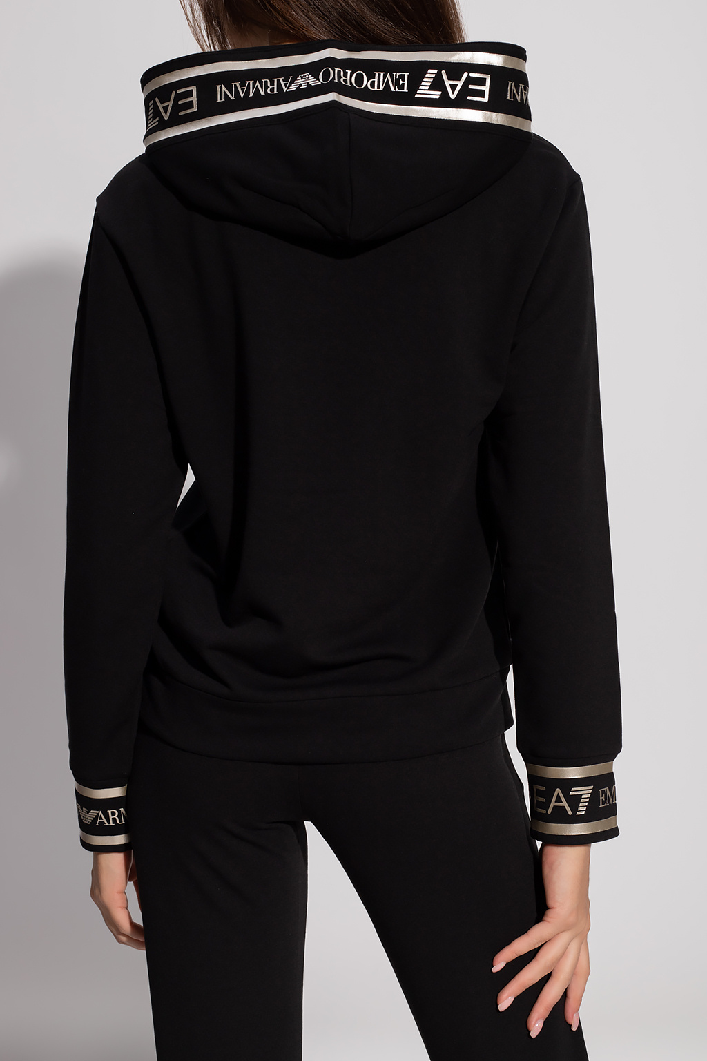 Black Hoodie sweatpants set EA7 Emporio Armani IetpShops India